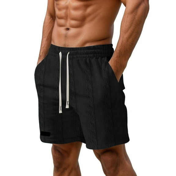 NAFUU Mens Casual Shorts Elastic Waist Drawstring Summer Beach Shorts With Pockets Breathable Men's Casual Shorts Daily Wear Leisure Trousers