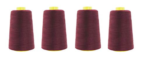 Mandala Crafts All Purpose Sewing Thread from Polyester for Serger Overlock Quilting Sewing Machine Pack of 4 Burgundy 20S/2 