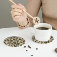 thumbnail image 3 of Leather Coasters with Heat-resistant for Drinks, Green Black Camouflage -标题2 Round Shape, 3 of 5