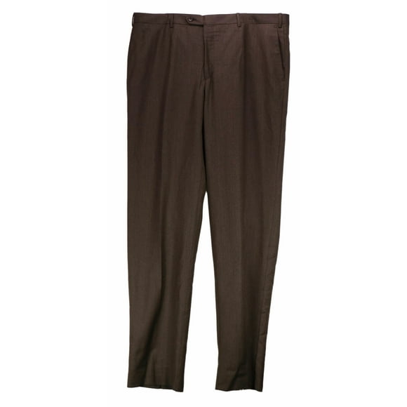 Trussini Men's Brown Regular Fit Wool Dress Pants - 58