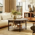 thumbnail image 4 of GUNAITO Round Lift Top Small Coffee Table with Storage Modern Farmhouse Center Table with Shelf Small Circle Table for Living Room,Light brown, 4 of 5