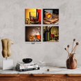 thumbnail image 2 of Wine Glass Canvas Wall Art for Kitchen Dining Room Wall Decor Still Life Pictures Modern Vintage Brown Painting Prints 4 Pieces Framed Artwork for Bar Pub Bedroom Home Decoration Ready to Hang 8x8, 2 of 6