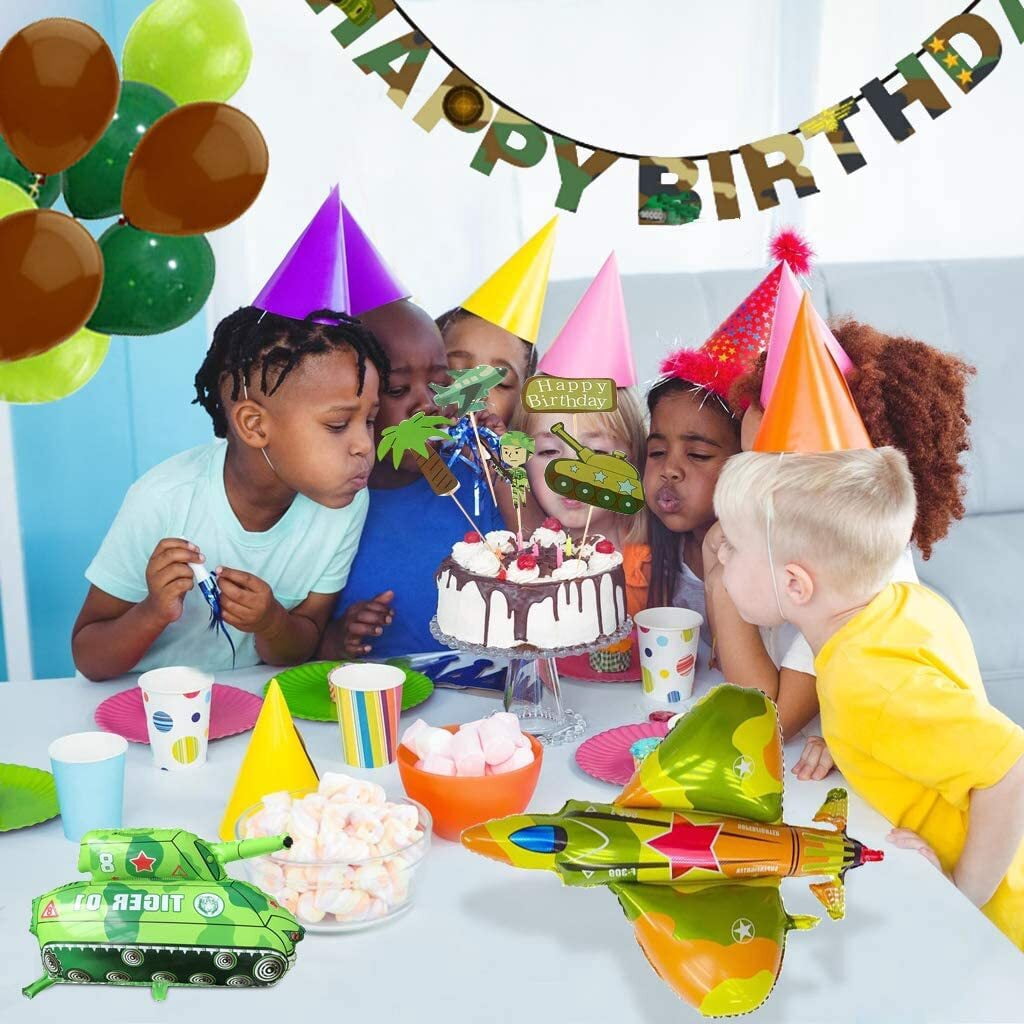 YANSION Boy Birthday Party Decoration Balloons, Tank Balloons, Army Tank Camouflage Balloons, Army Themed Party Decoration, Birthday Party Supplies and Decorations