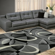Allstar 5x7 Modern Accent Rug in Grey with Black Abstract Multiple Shape design (5' 2" x 7' 0")