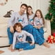 thumbnail image 1 of Pijamas de manga larga con cuello redondo para padres e hijos, conjunto de pijama con estampado de alces y dibujos animados de Navidad, ropa para el hogar a cuadros azules, conjunto de dos piezas, 1 of 3