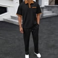 thumbnail image 1 of NTACZA Waffle Pants Set for Men Athletic Short Sleeve Tracksuits Collared Mens Color Block Sweatsuits XL, 1 of 5