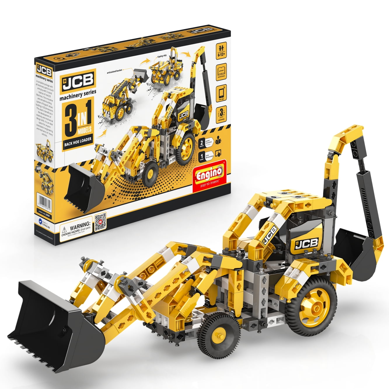 Engino JCB toys Backhoe Loader 3INONE BUILD 3 Iconic JCB Models
