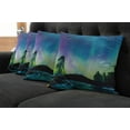 thumbnail image 5 of Ambesonne Landscape Throw Pillow Cover 4 Pack, Lake Forest Woods, 16", Violet Blue Lime Green, 5 of 5