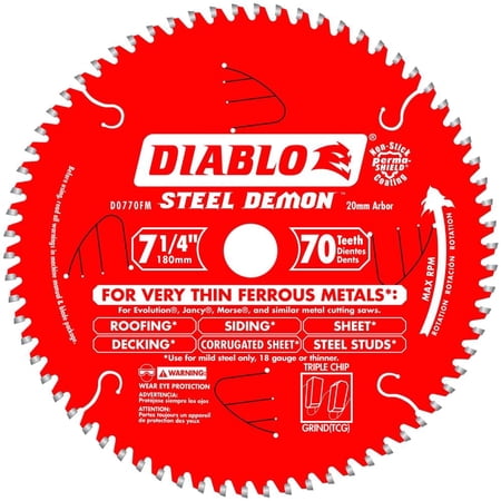 UPC 008925069546 product image for Diablo D0770FM 7 1/4  70 Tooth 20mm Arbor Metal Cutting Circular Saw Blade | upcitemdb.com