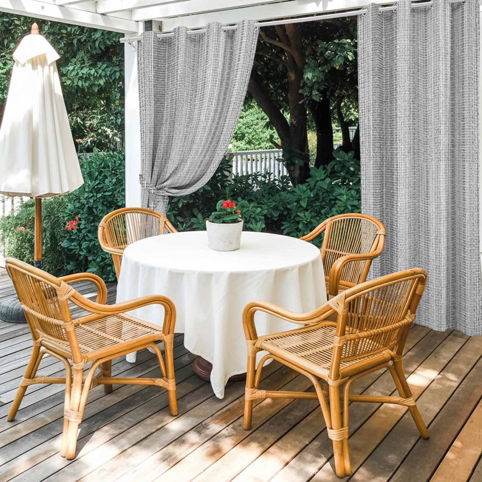 Abstract Gray Outdoor Curtains for Patio, Rustic Farmhouse Minimalist Grey Vertical Striped Lines Sunshade Privacy Drapes Grommet Waterproof Outside Curtains for Porch Balcony 54"x108", 1 Panel