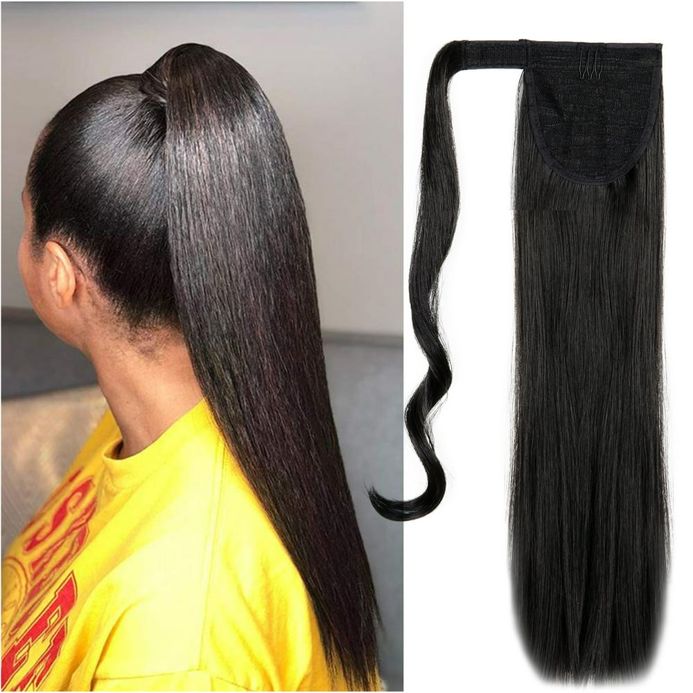 Black Brown Ponytail HairPiece ExtensionClip in Ponytail Hair Extensions Hair Wrap Around