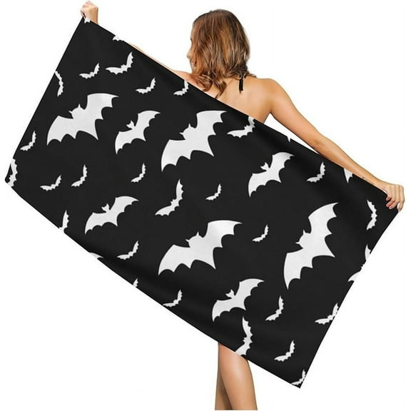 Bats Beach Towel, Quick Dry Super Absorbent Bath Towels, Black Oversized Towels for Shower, Pool, Camping, Beach