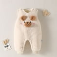 thumbnail image 6 of Zwiiyzr 0-3T Newborn Baby Boys And Girls Bear Ear Jumpsuit Sleeveless Fleece Rompers Cute Cartoon Infant Warm Outwear Fluffy Jumpsuit White, 6 of 6
