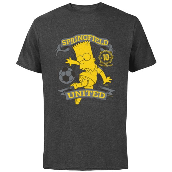 The Simpsons Soccer Bart Simpson Springfield United - Short Sleeve Cotton T-Shirt for Adults - Customized-Charcoal