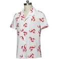 thumbnail image 2 of Men's Kramer Seinfeld Lobster Shirt Button-Up White Shirt Short Sleeve Hawaiian Shirts, 2 of 9