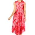 thumbnail image 2 of Sakkas Butterfly Tie Dye Tank Sheath Caftan Mid Length Dress - Red - One Size, 2 of 6
