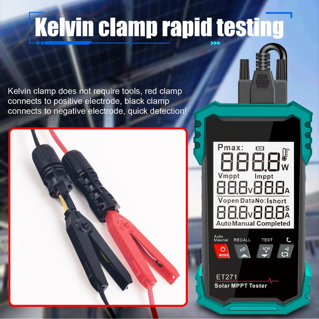 Solar Panel Tester, Photovoltaic Multimeter 1600W, Solar MPPT Meter Digital