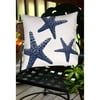 IDG Nautical Nonsense Blue White Starfish Indoor/Outdoor Pillow