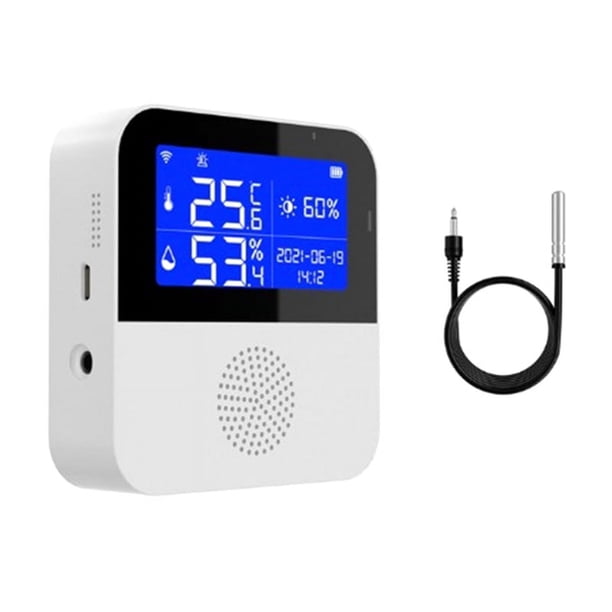 Sensor de Temperatura y Humedad Wifi Inteligente Doodle Medidor de Temperatura y Humedad Sensor de Temperatura Dual para el Hogar con Sonda