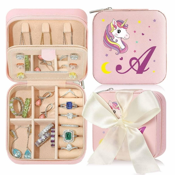 TINGN Travel Jewelry Case, Personalized Jewelry Organizer Box Unicorns Gifts for Women Valentines Day Gifts for Women