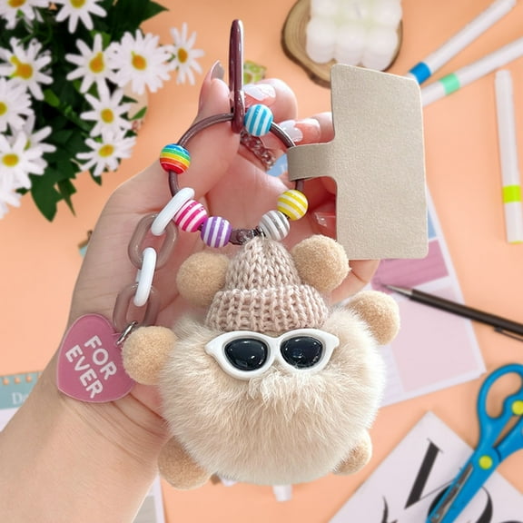 sdhkgrrt under $5 Plush Keychain,ToyOn Keychain Plush,Soft Stuffed Animal Keychain,Cute Plush Keychain Accessory,Mini PlushToyKeyring,Children's KeychainToys