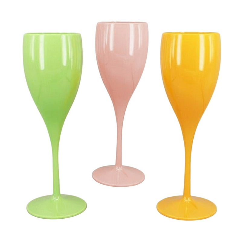 Cogfs 1 Pcs High Quality Plastic Wine Glass Goblet Cocktail Champagne Cups  175ML Yellow