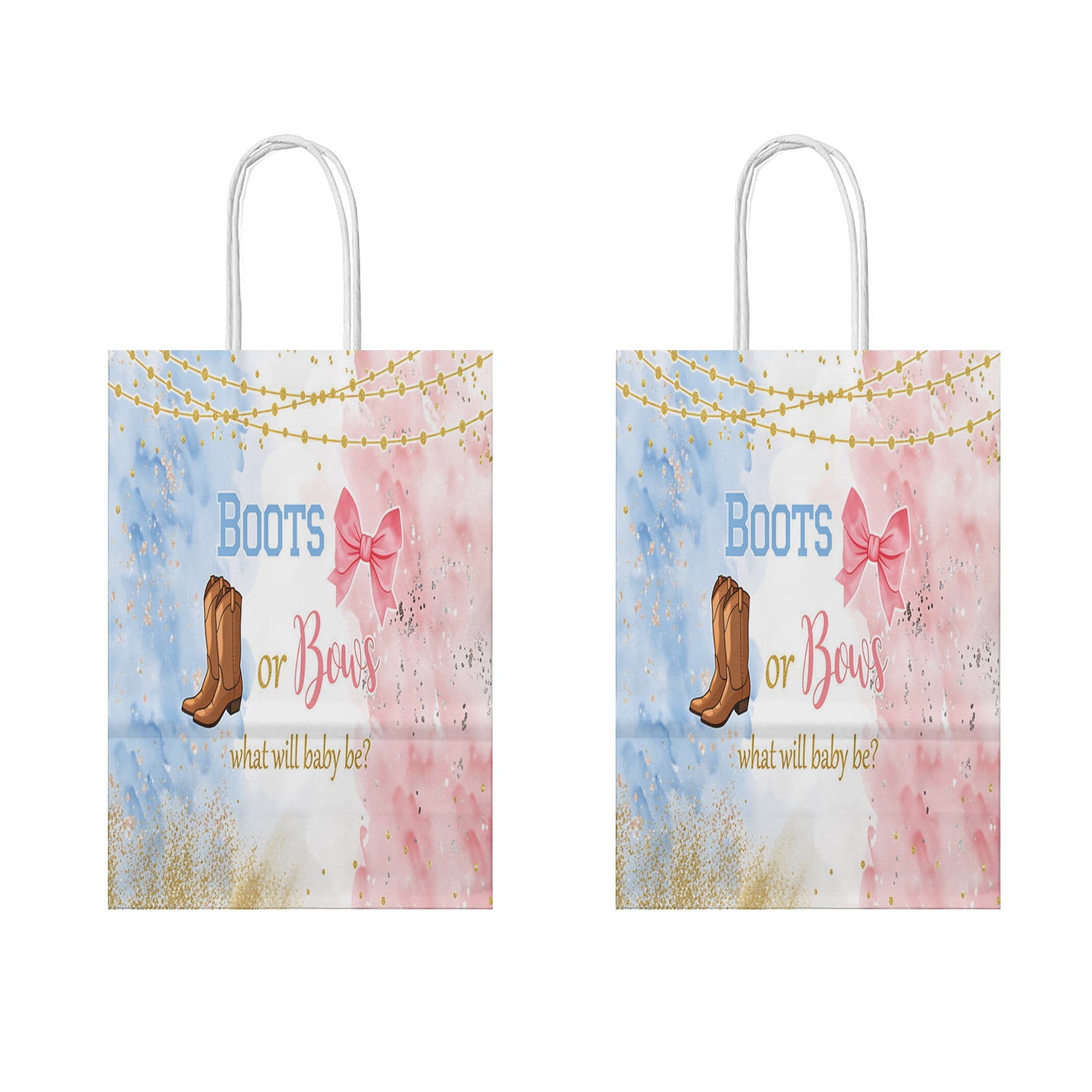 YAHAFEPY 20Pcs Boots or Bows Gender Reveal Party Favor Bags, Boy or Girl Baby Shower Party Decorations Supplies