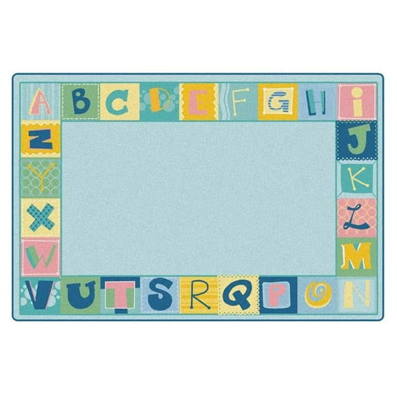 Carpets for Kids 7754 4 x 6 ft. Kid Soft Toddler Alphabet Blocks Border Rectangle Rug - Light Blue