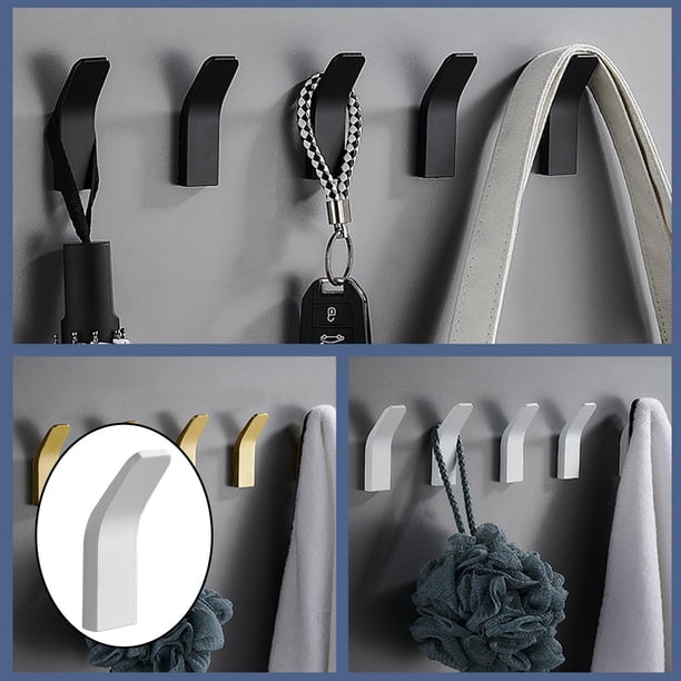 Paquete de 5 ganchos autoadhesivos, ganchos de pared adhesivos de aluminio resistente para albornoz, para proteger, toalla, bolsos, a prueba de , sin 2x0.82x7cm Macarena ganchos de pared autoadhesivos