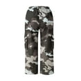 thumbnail image 5 of CFLVAEK Camo Capris for Women Plus Size Cargo Pants with Pockets Loose Fit Wide Leg Hiking Outdoor Cropped Pants Casual Elastic High Waisted Workout Pant Dark Gray L, 5 of 8