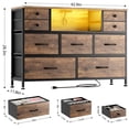 thumbnail image 5 of GIKPAL 9 Drawer Dresser, Dressers for Bedroom TV Stand with Power Outlets LED Lights, Fabric Dresser Chest of Drawers for up to 50" TV, Brown, 5 of 7