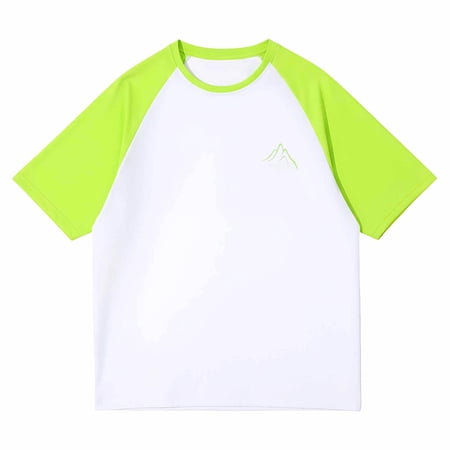 JIAYUE Boy s Kids Shirt Sporty Crew Neck Short Sleeve Blocking Color Breathable Shirts Relaxed Fit With Design For Daily Playing And Running 11-13 Years
