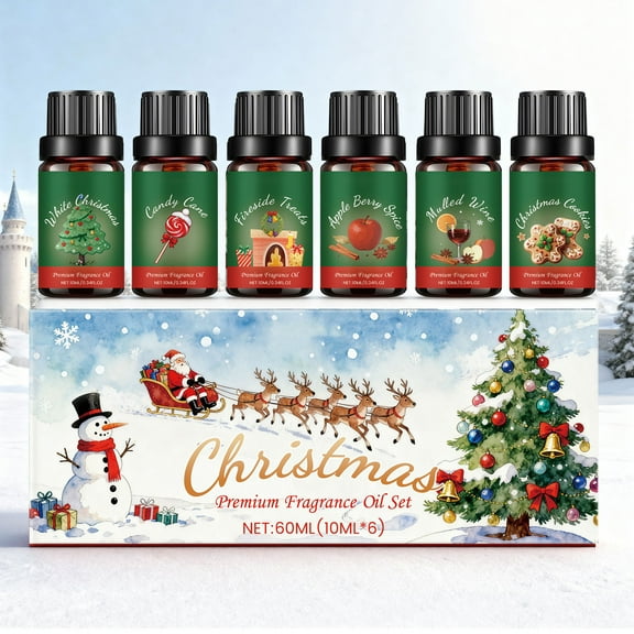 Christmas Fragrance Oils Set, Premium Holiday Essential Oil for Diffusers, Scents for Candle & Soap Making, Scented Oil Gift