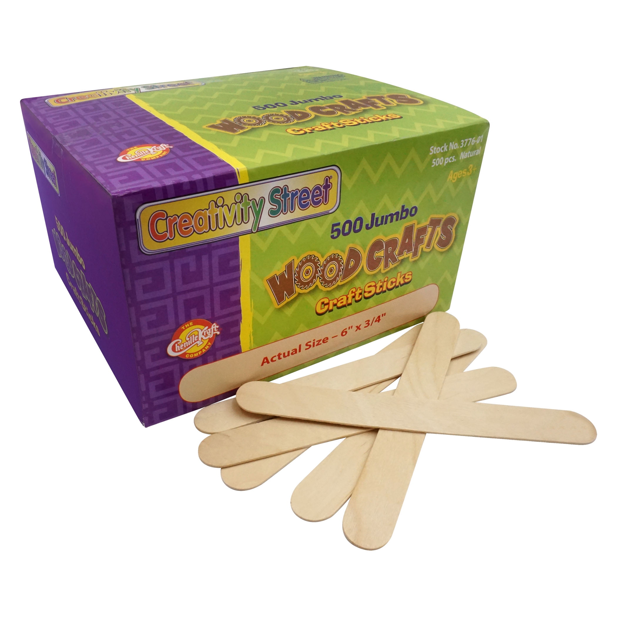 1000 Wood Jumbo Craft Sticks Natural Color By CraftySticks