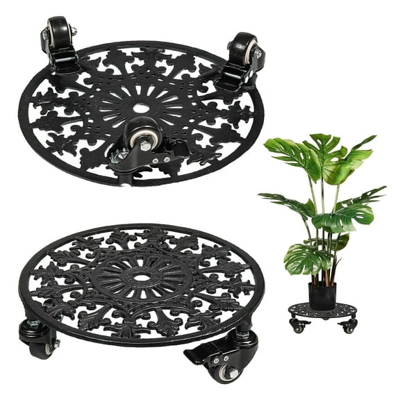 Goobetter Rolling Plant Stand with Wheels,1pcs 11in Heavy Duty Metal Plant Caddy with Wheels,Load Capacity 330 lbs,Black