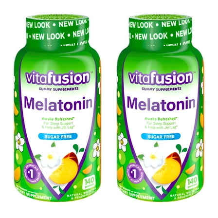 2 Pack Vitafusion Melatonin Gummy Supplement 3mg White Tea & Peach 140 Gummies