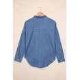 thumbnail image 2 of POGLIP Women's Turn Down Collar Buttoned Long Sleeve Denim Shirt, 2 of 6
