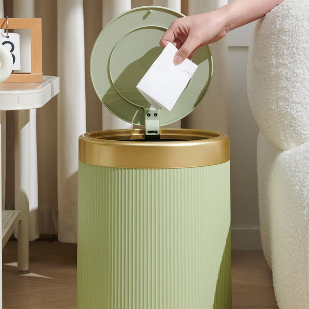 Round Flips Top Waste Bin Container Fashion Wastbasket Trash Can for Home Office