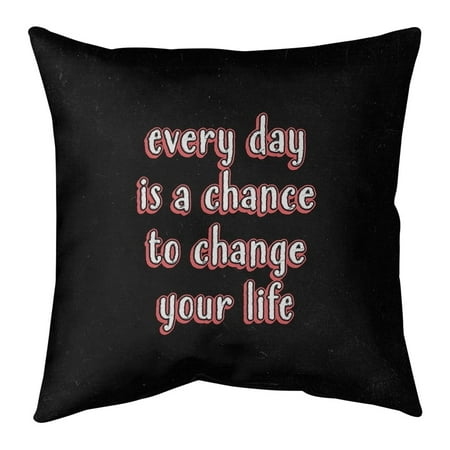 UPC: 0655172541761 | ArtVerse Quotes Change Your Life Quote Chalkboard Style Pillow (w/Rmv Insert)-Spun Poly 14 x 14 Medium