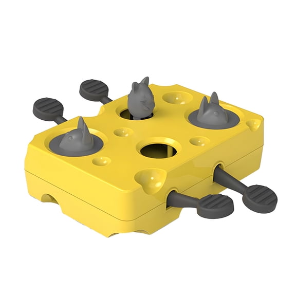 Yellow Cat Puzzle Toy, Interactive Slow Feeder Whack-A-Mole Treat Dispenser, Brain Stimulating Intelligence Training Pet Toy, Reduces Boredom & Promotes Healthy Eating for Cats & Dogs
