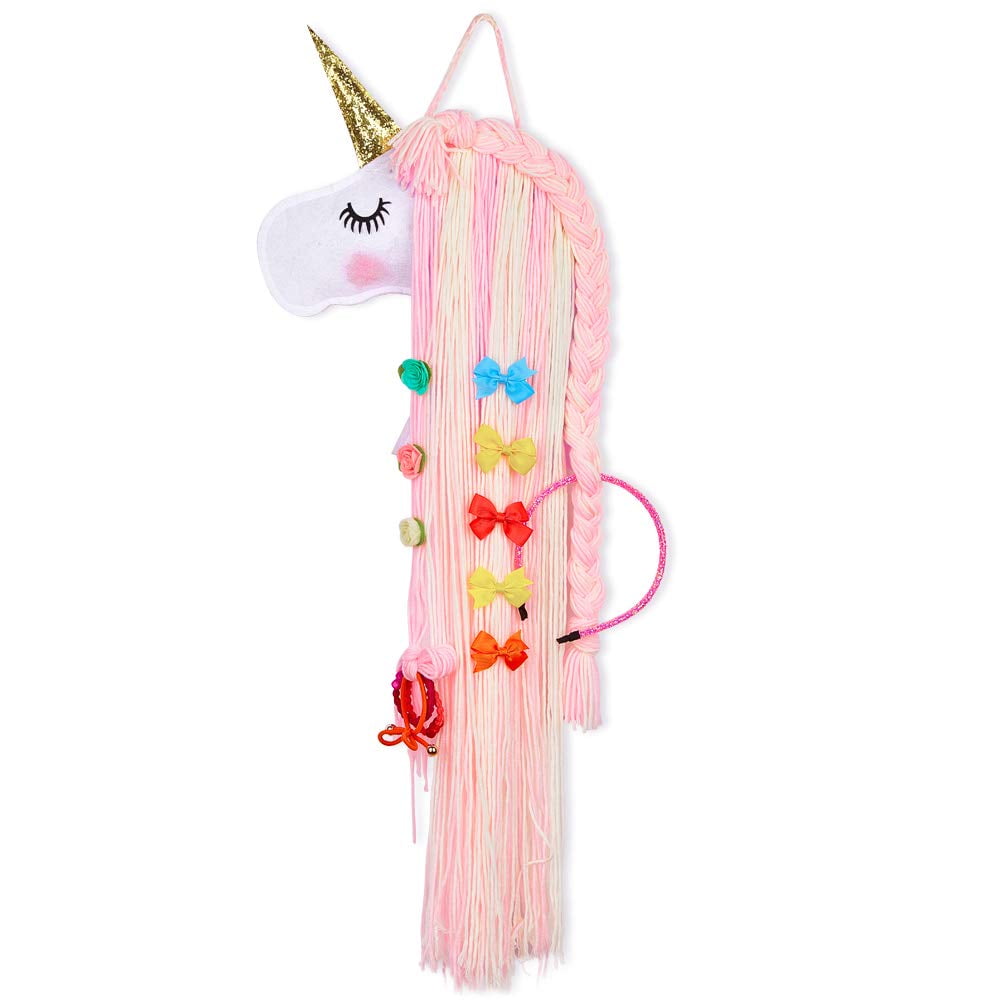 Girls Unicorn Bow Headbands Holder Kids Room Clips Hair Ties Storage And Hanger 