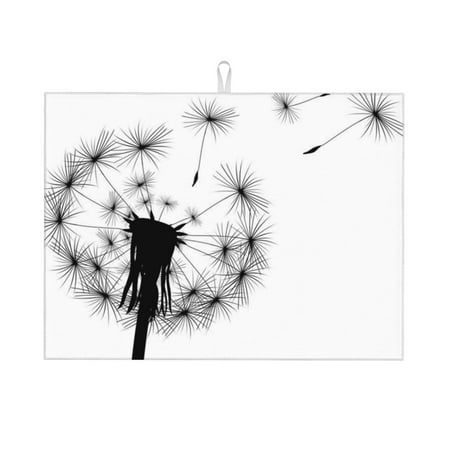 

Black Dandelion Dish Drying Mats Absorbent Dish Drainer Mat For Kitchen Counter Sink Mat Drying Pad 18 x 24