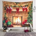 thumbnail image 2 of Oneluffy Christmas Fireplace Tapestry Xmas Wall Tapestry Christmas Tree Stocking Gift Box Tapestry Wall Hanging for Party Livingroom Bedroom Dorm Home Decor, 2 of 7
