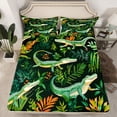 thumbnail image 2 of jejeloiu Crocodile Full Size Sheets,Wild Animal Bed Sheets,Tropical Botanical Leaves Sheet Sets For Bots Teens,Breathable Home Decor,4-Piece, 2 of 7