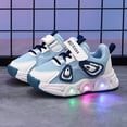 thumbnail image 7 of Durtebeua Boys Sneakers Children's Sneakers Color Gradient Light Shoes Dad Shoes Lace Up Soft Soles Boys Running Shoes Blue,5.5-6 Years, 7 of 7