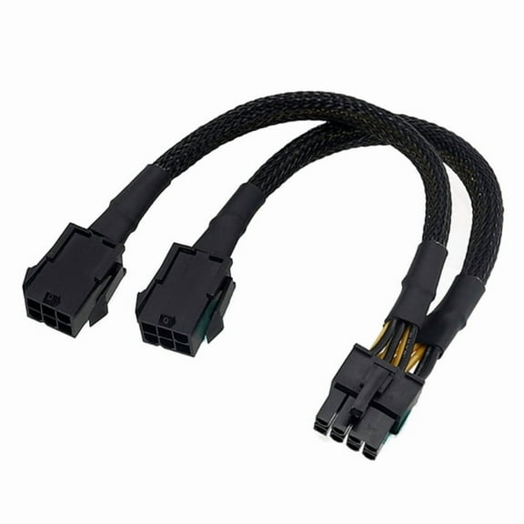 6 Pin to 8 Pin GPU Adapter Dual 6 Pin Female to 8 Pin Male GPU Power Sleeved Cable for Video Card Desktop Graphics Card