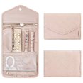 thumbnail image 1 of Estuche organizador de joyas de viaje, rollo de joyería plegable para anillos, collares, pendientes, pulseras, Mini, rosa suave ER, 1 of 5