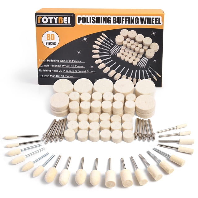 80 Piezas De Rueda De Pulido Para Kit De Pulido Dremel Rueda De Pulido De Fieltro De Lana Para Accesorios De Herramientas Rotativas Dremel Con Vástago De 1/8 "Para Pulido De Metales De Joyería