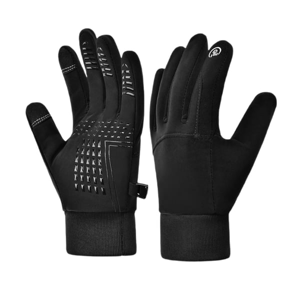 KAKOWELY Winter Biking Gloves Black 1 Pair Cycling Warm Gloves Windproof Anti Slip
