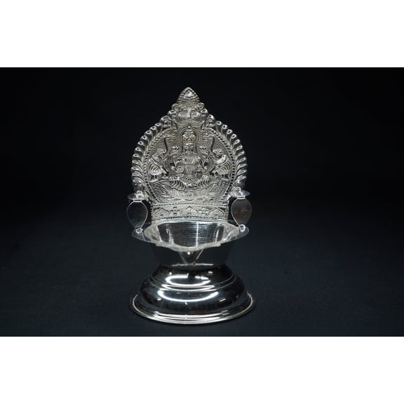 Pure Silver Gajalakshmi Diya 62 gram, Kamakshi Lakshmi Deepam Amman Vilakku Lamp For Pooja, Silver diya Pooja Items